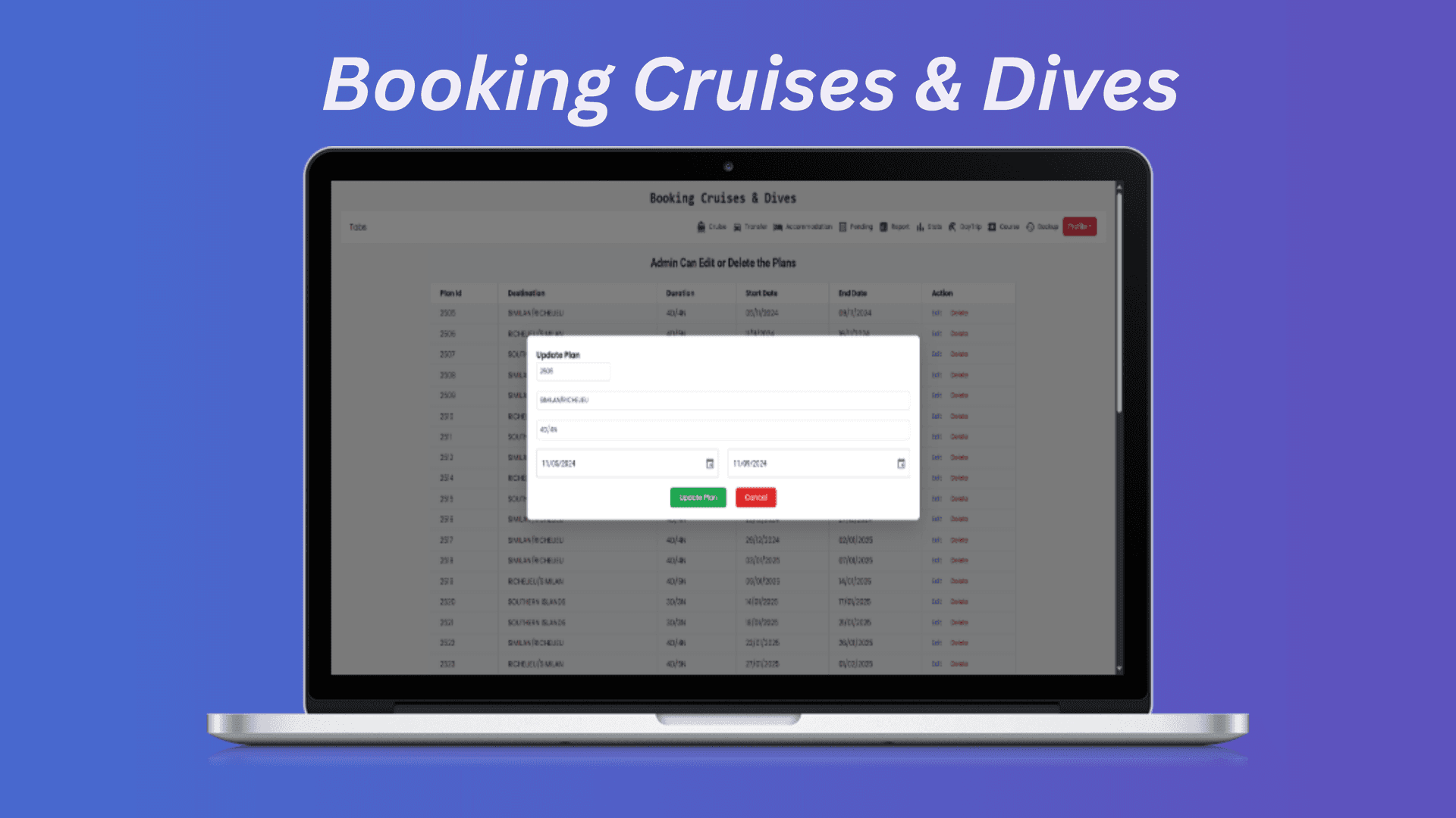 Booking Cruise & Dives — screenshot 4 of full stack web application by Osama Habib