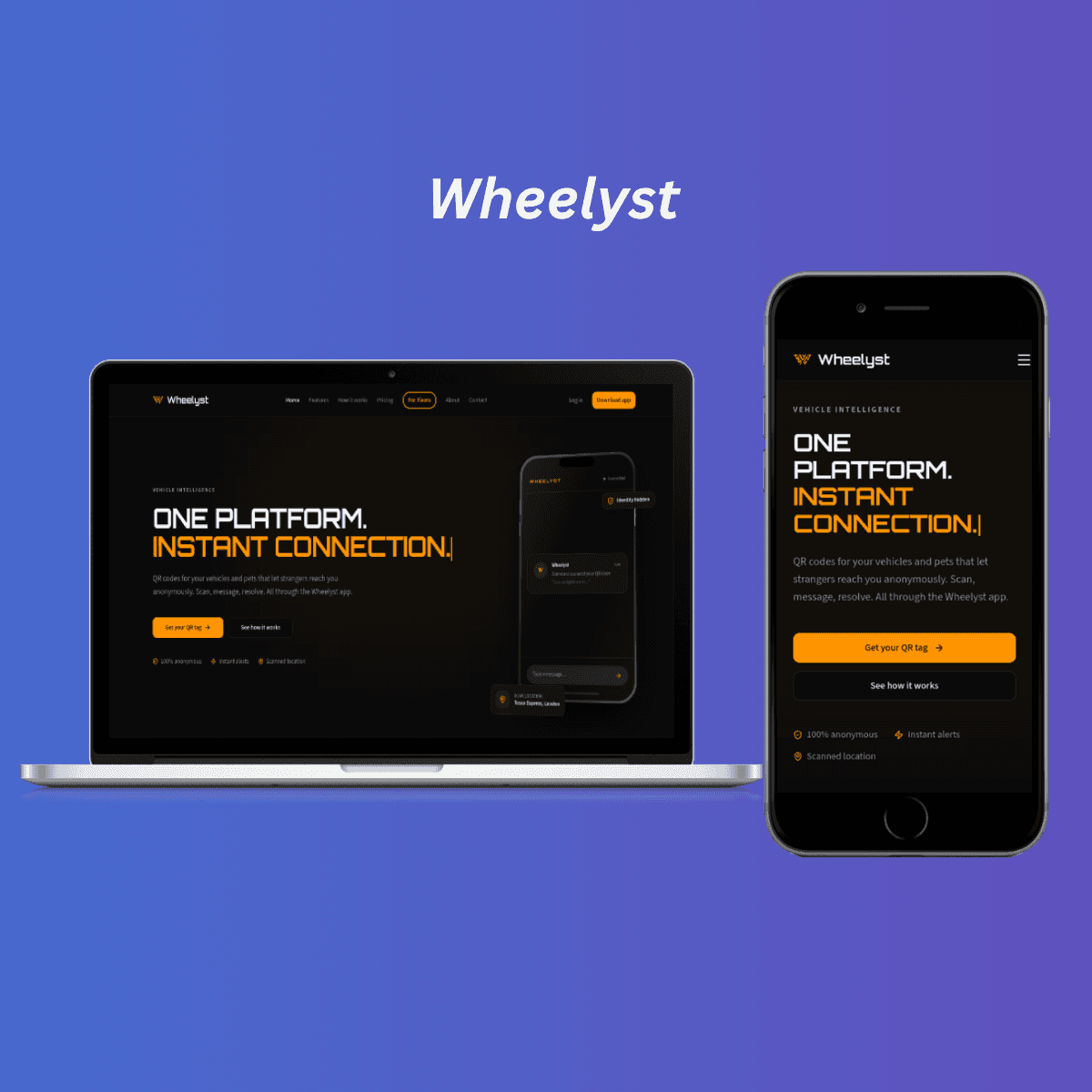 Wheelyst anonymous vehicle and pet contact platform on desktop and mobile